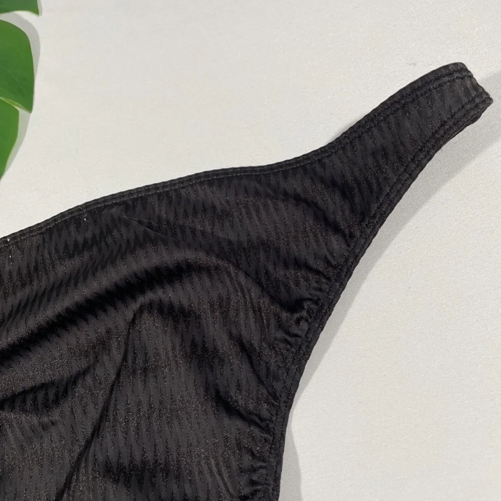 NEW Onia‎ [ Large ] Ashley Metallic Zigzag Bikini Bottom in Black